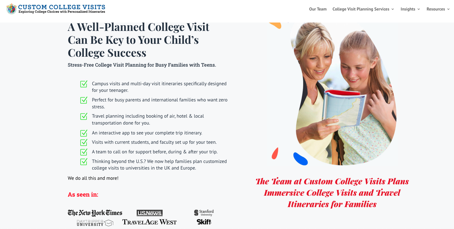 Customized College Visits and Travel